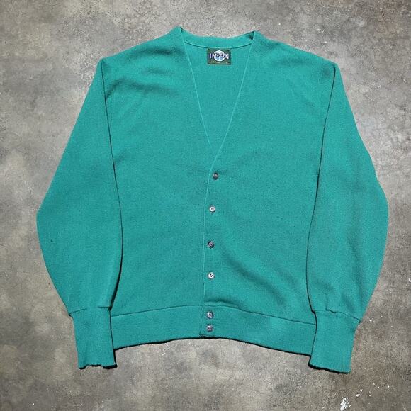 Vintage 80s Jantzen Green Acrylic Cardigan - Picture 1 of 3
